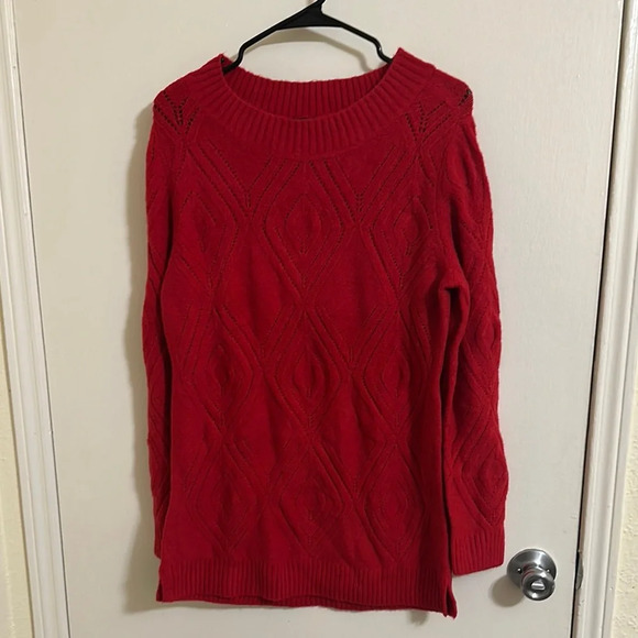 NWT Talbots Diamond Red Scoop Neck Sweater - Picture 1 of 4